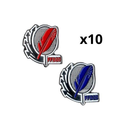 Pack de 10 Broches rouges et bleues FF-Badminton
